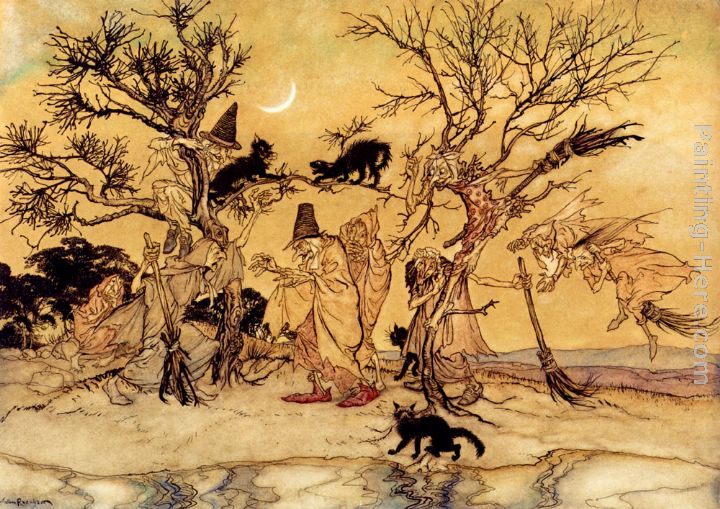 The Witches' Sabbath painting - Arthur Rackham The Witches' Sabbath art painting